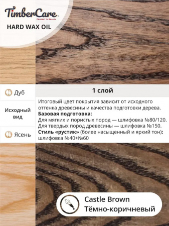 Масло для дерева и мебели с твердым воском TimberCare Hard Wax Color Oil темно-коричневый 0.75л