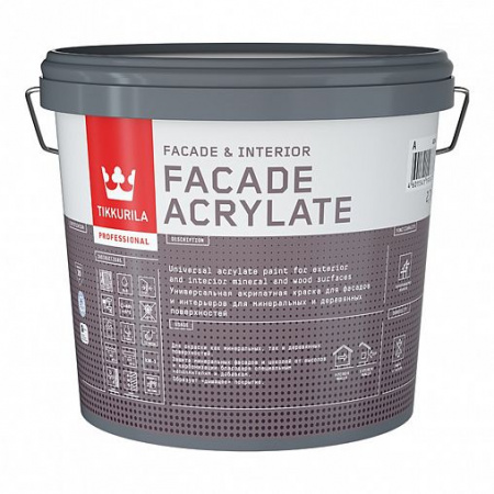 Краска фасадная Tikkurila Facade Acrylate (Фасад Акрилат) белый, база А 2.7л
