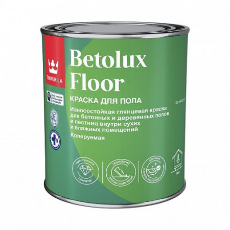 Краска для пола Tikkurila Betolux Floor (Бетолюкс Флор), уретано-алкидная, база А, белая, 0.9 л