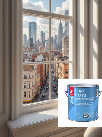 Краска для стен и потолков Tikkurila Luja Extra (Луя Экстра), полуматовая, база А, белая, 2.7 л