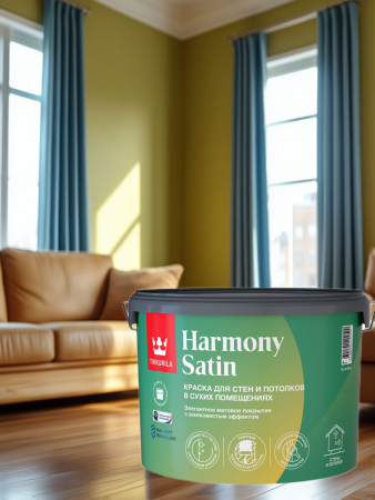 Краска интерьерная Tikkurila Harmony Satin (Гармония Сатин), матовая 9 л