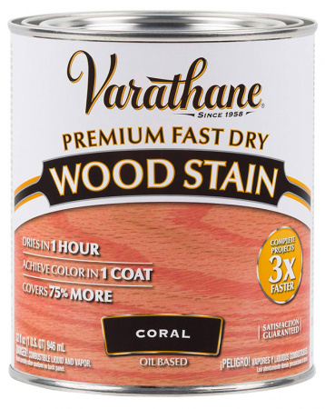 Масло для дерева морилка Varathane Premium Fast Dry Wood Stain (Варатан Премиум Драй Вуд Сатин) 0.946л Коралловый